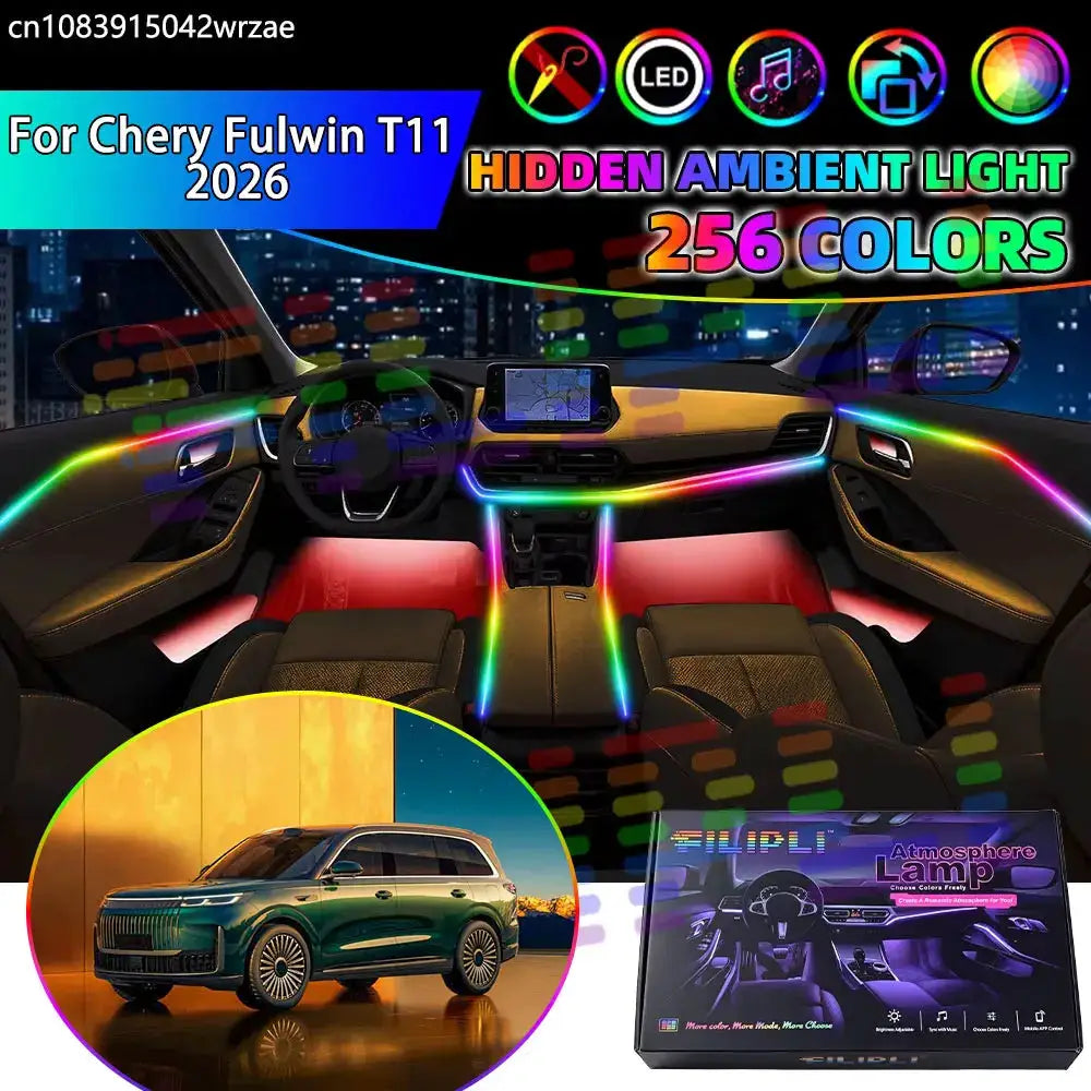 For Chery Fulwin T11 2026 E02 Exeed ET8 SUV RGB Car Interior Ambient Lights Strips Breathing Lighting Kit App Control LED strips by InterCyprus Trading Ltd