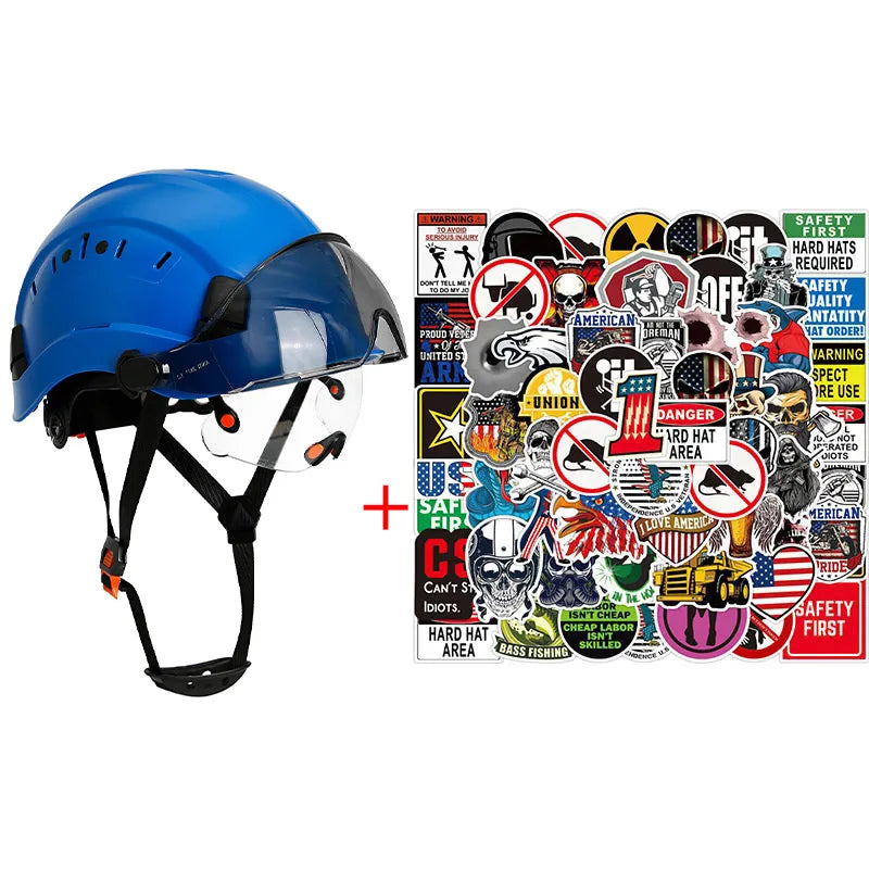 SF06/CR08 &ndash; CE ABS Safety Helmet With Visor And Goggles Blue Set A