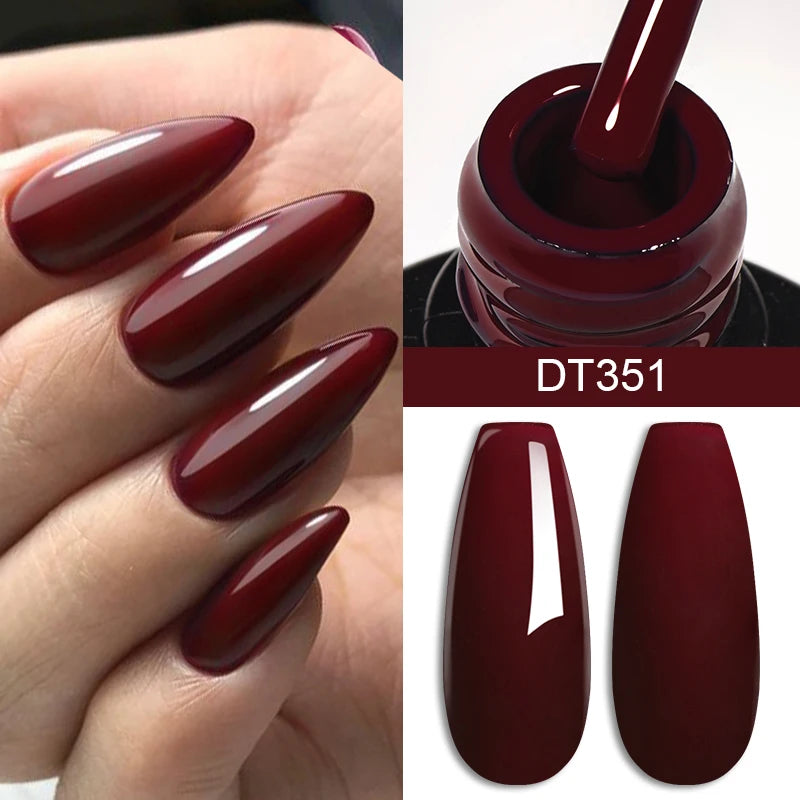 MEET ACROSS 7ml Wine Red Gel Nail Polish - Long-Lasting, French Style, Perfect for DIY Nail Art Q52366-51