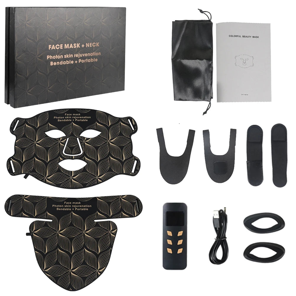 MEETCARE LED 8 Colors Face Mask &ndash; Advanced Near-Infrared Therapy for Anti-Aging and Skin Rejuvenation brown set withbox