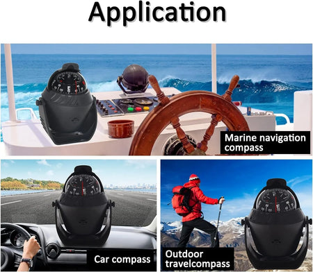 Boat Flush Mount Compass &ndash; Illuminated Pivoting Display