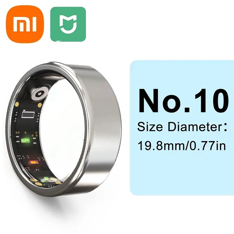 Xiaomi Smart Ring: Advanced Health Monitor with Heart Rate, Sleep Tracking &amp; Gesture Control Silver size 10