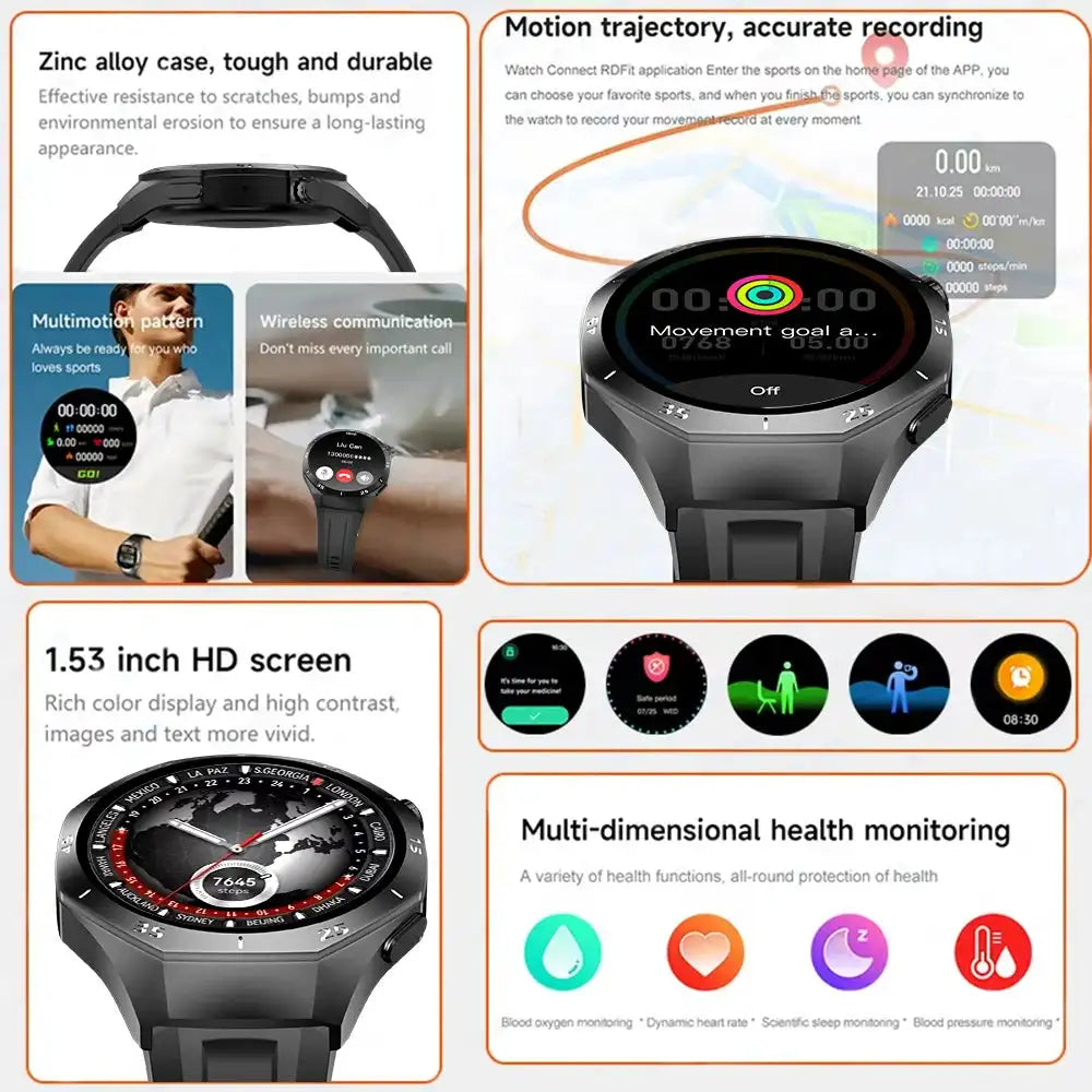 LAXASFIT 2025 Smart Watch Men Women NFC Heart Rate Tracker
