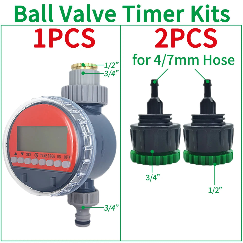 Oasis 5-50M Automatic Garden Micro Drip Irrigation System for Potted Plants Ball Valve Timer-C