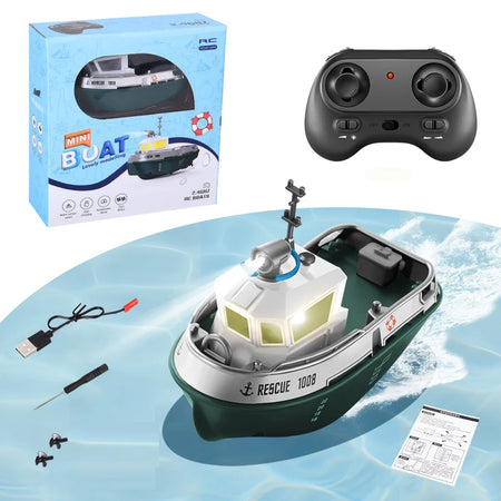 S820 RC Tugboat &ndash; Compact Size Remote Control Boat Mini Green