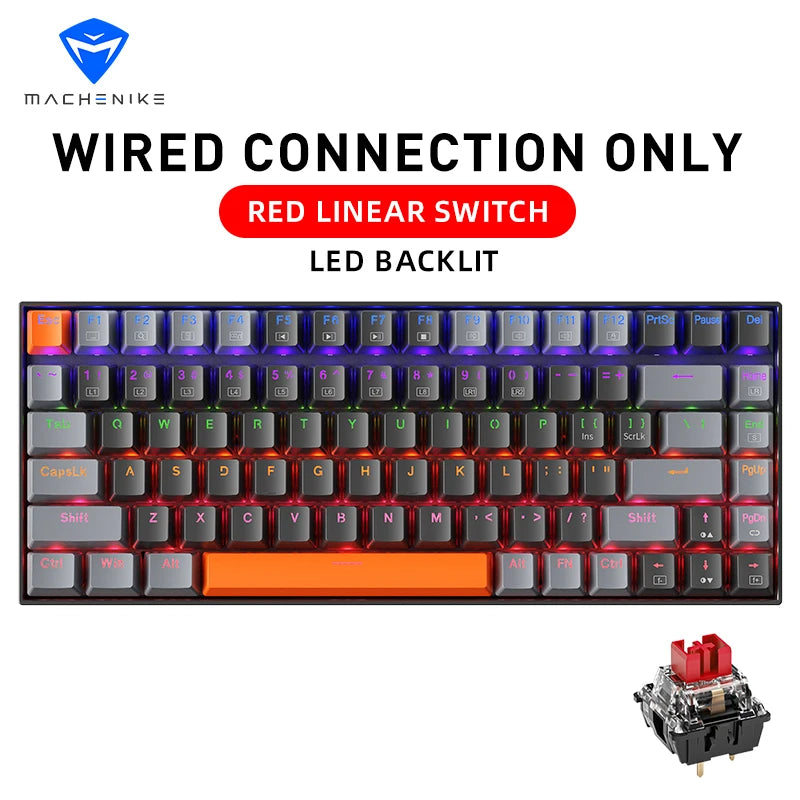 Machenike K500A-B84 Mechanical Keyboard &ndash; Hot Swappable 75% Red Switch Dark Gray