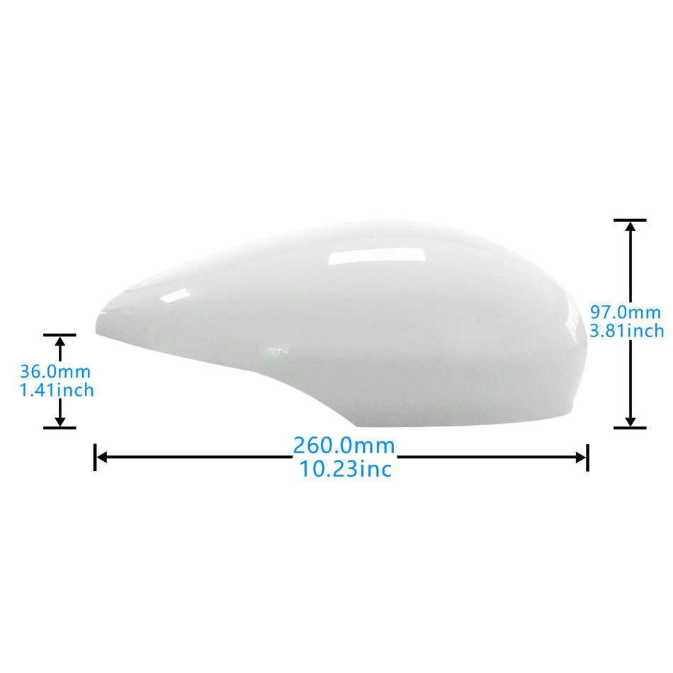 Wing Mirror Cover Cap Direct Replacement for Ford Fiesta MK7 Right Door in Frozen White ABS Plastic