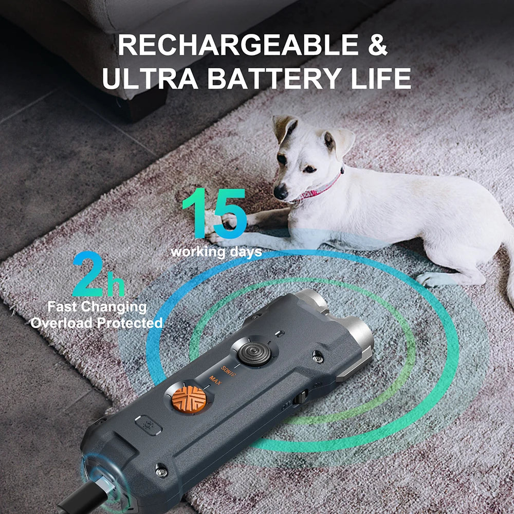 Double Flashlights Ultrasonic Dog Repeller &ndash; Bark Deterrent