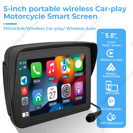 NaviFly 5 Inch Motorcycle GPS &ndash; Wireless Carplay and Android Auto Support