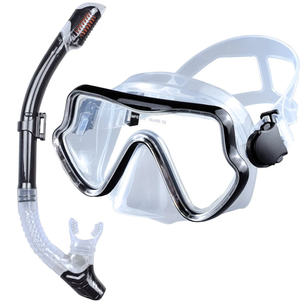 Professional Panoramic Snorkeling Gear Set for Adults | JoyMaySun Clear-Black