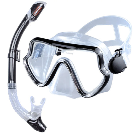 Professional Panoramic Snorkeling Gear Set for Adults | JoyMaySun Clear-Black