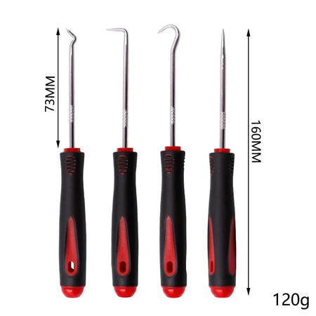 Heat-resistant Antislip Hook Pick Set - 4pcs Car Repair Tool Kit Red Black Short