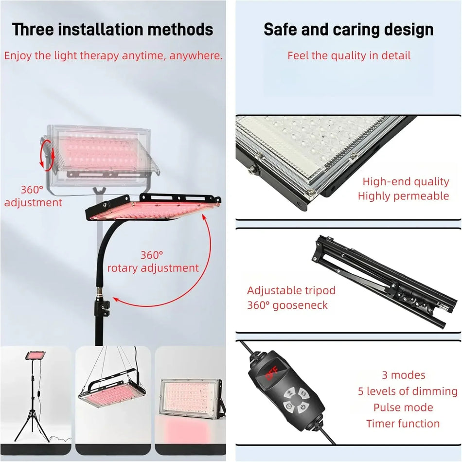 Λάμπα Θεραπείας Κόκκινου Φωτός Με Βραχίονα, 96 LEDs, 660nm Και 850nm Για Ανακούφιση Από Πόνο