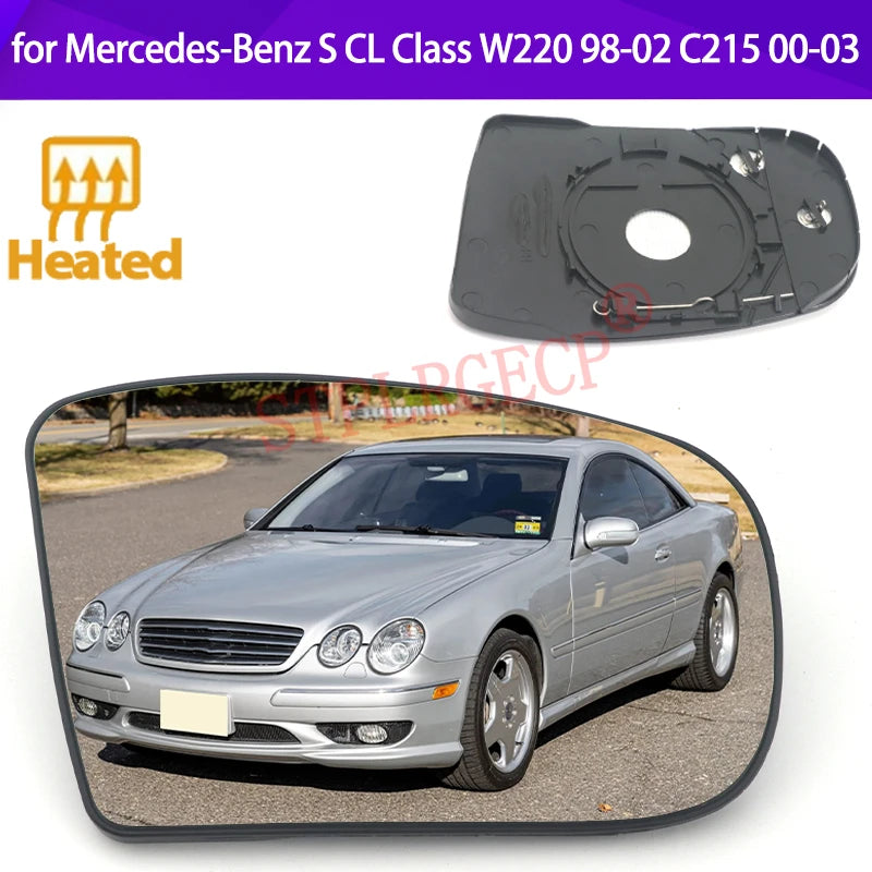 Vidro de Espelho Lateral Aquecido Esquerdo Direito para Mercedes-Benz W220 C215