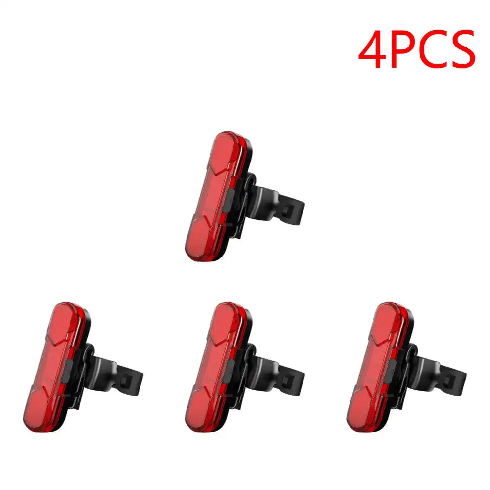 Waterproof LED Bike Tail Light Rechargeable Bicycle Rear 4PCS Red