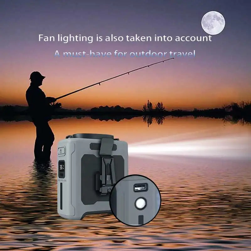 10000mAh Portable Waist Fan &ndash; 3 In 1 Power Bank LED Light