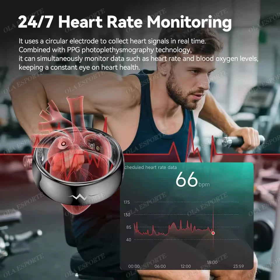 High-end ECG Blood Oxygen Health Smart Ring - 5ATM Waterproof &amp; Multi-Sport Modes
