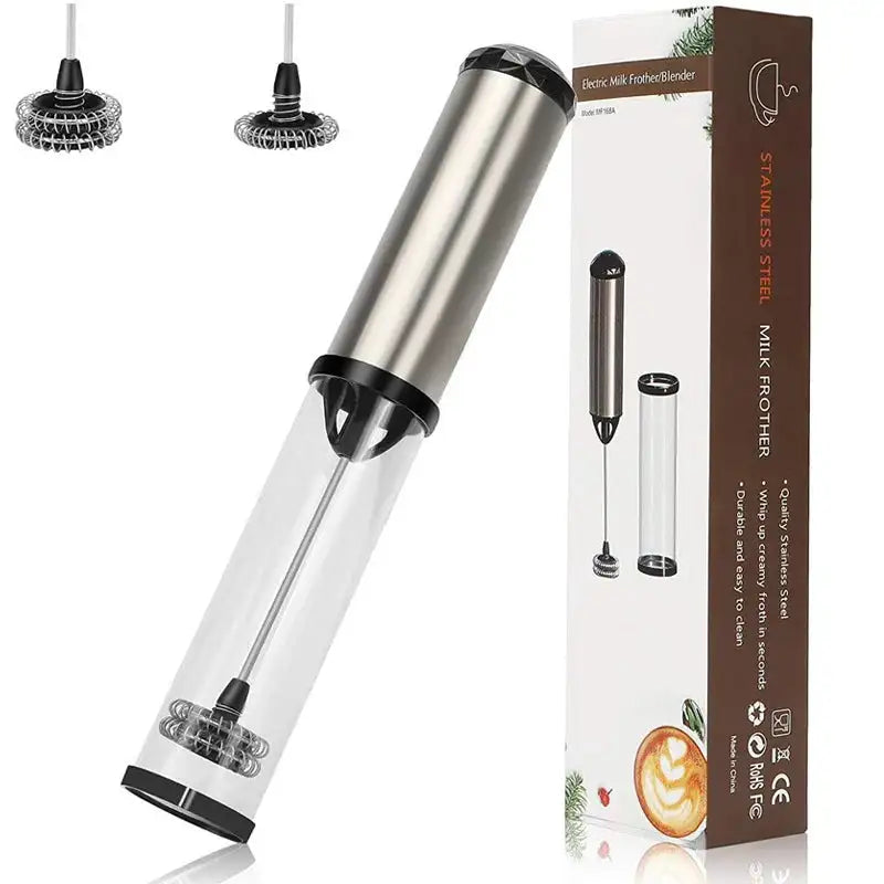 Electric Milk Frother Handheld Mini Foamer For Coffee silver / CHINA