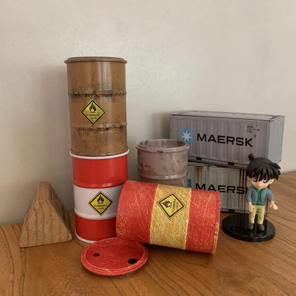 Iron Mini Oil Drum Model &ndash; Unique Desktop Decoration for War Games