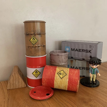 Iron Mini Oil Drum Model &ndash; Unique Desktop Decoration for War Games