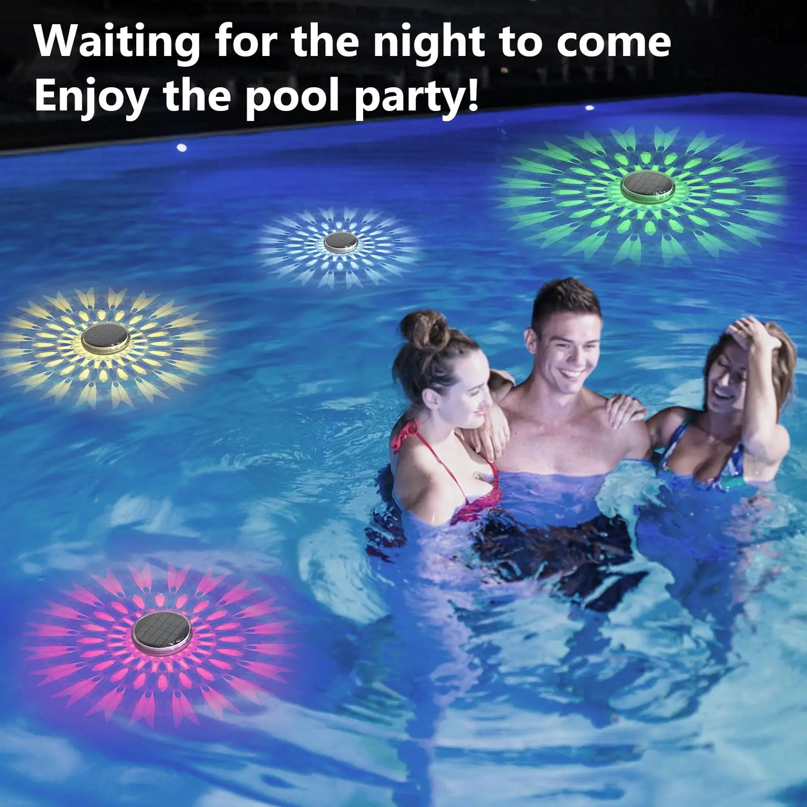 Solar Rechargeable Floating Pool Lights - RGB Changing, Waterproof, Remote Controlled