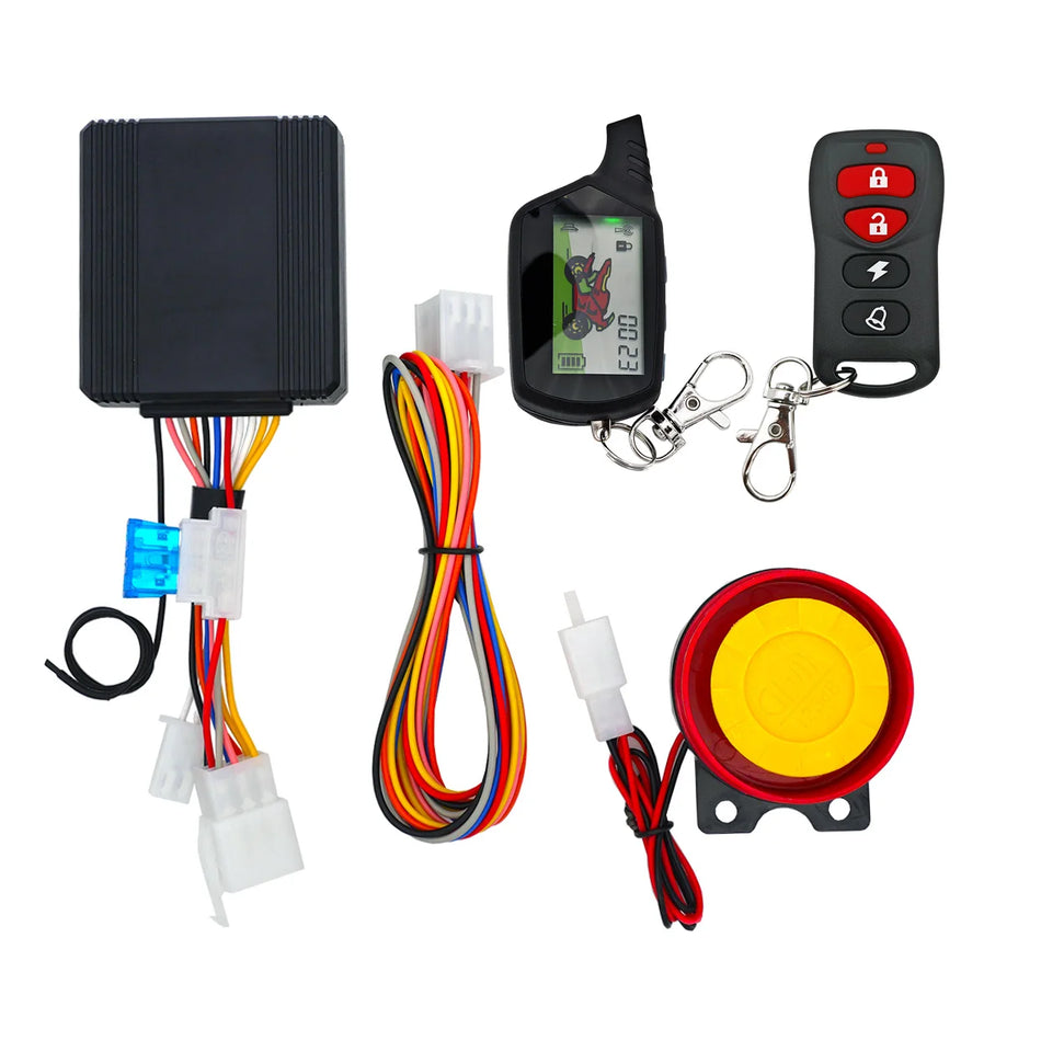 Motorfiets bidirectioneel antidiefstal alarm met afstandsbediening starten en vibratieweergave