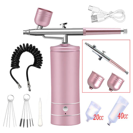 ZHIYU K10 Airbrush Nail Kit &ndash; Portable Sprayer For Nails Pink Set 2