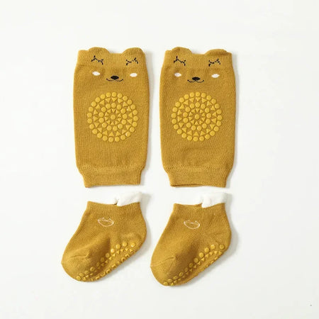 Kids Knee Pads And Anti Slip Socks Set &ndash; Crawling Safety Ginger / M 1-3Y 12-14cm