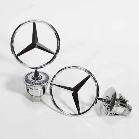 3D Metal Blue Chrome Star Hood Emblem Logo for Mercedes Benz Models W202 W203 W204 W208 W210 W220 W221 - 44mm Size