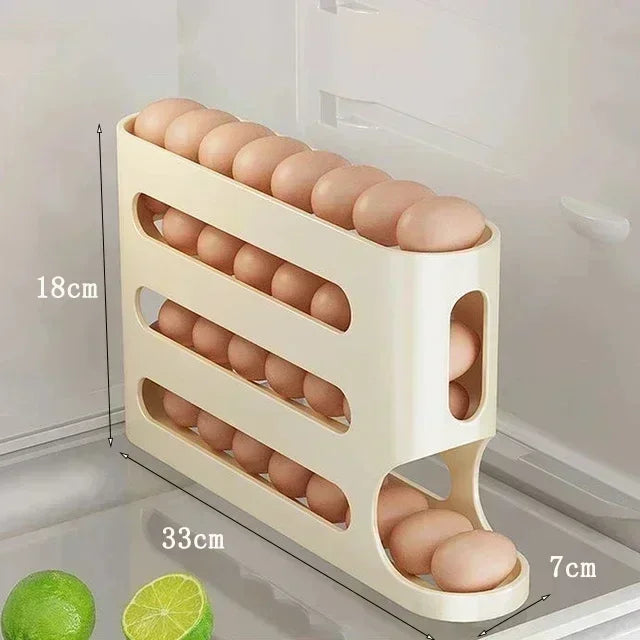Automatic Egg Rolling Storage Box &ndash; Multi-Layer Organiser for Fridge Yellow1
