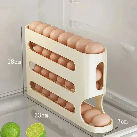 Automatic Egg Rolling Storage Box &ndash; Multi-Layer Organiser for Fridge Yellow1