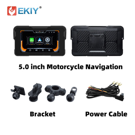 EKIY 5.0 Inch Wireless CarPlay Moto &ndash; Portable Digital Motorcycle GPS Display M11A / None