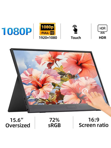 ZSUS 15.6-Inch Portable Touchscreen Monitor - 1920x1080 HDR, Low Blue Light, for Xbox, PS4/5, Switch, Laptop, PC