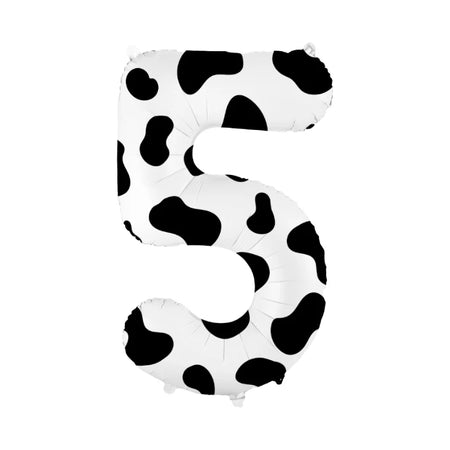 40-Inch Cow Print Number Balloon for Kids' Birthday and Party Decor 20240223A01-5 / Other