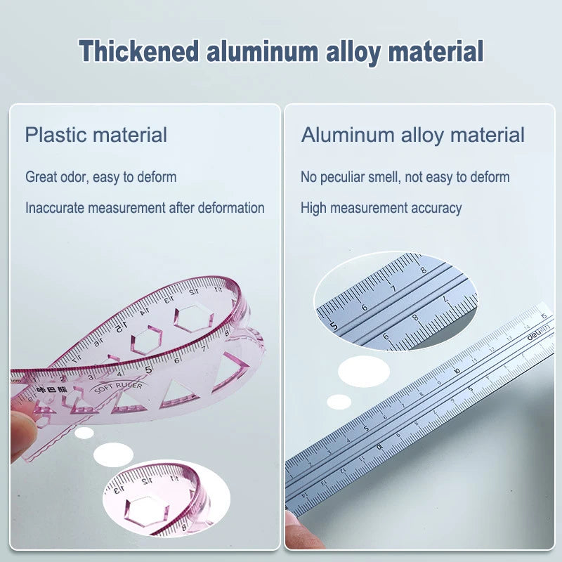 4-in-1 Aluminium Alloy Multifunctional Ruler Set