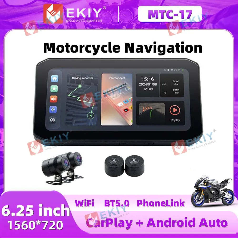 EKIY Motorcycle GPS 6.25 Inch &ndash; Waterproof Carplay Display Screen