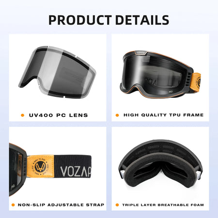 Vozapow Motorcycle Goggles &ndash; Photochromic Anti-Fog Protection