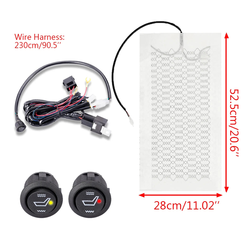HulitTopCN Car Seat Heater Kit 12V, 2-Pcs, Carbon Fiber Heating Pads