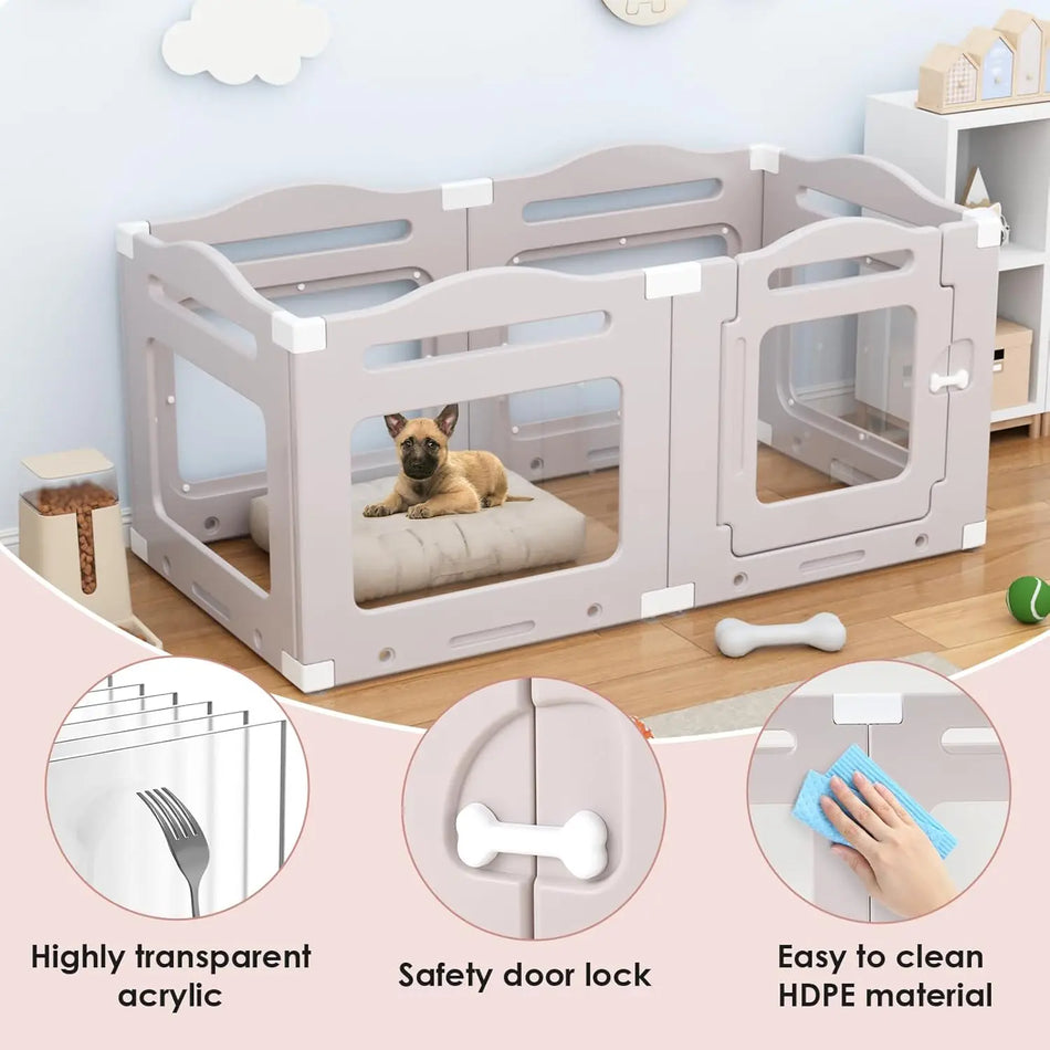 Acrylaat Puppy Speelhek 60cm Hoog Vouwbare Deur Transparant