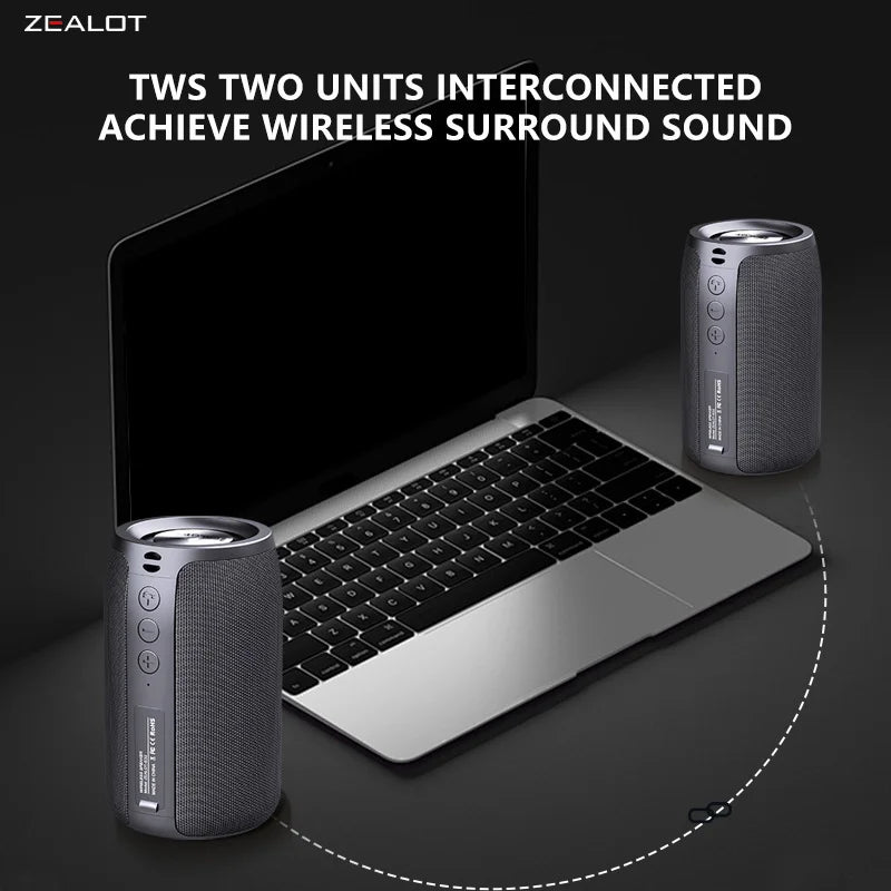 ZEALOT S32 Portable 5W Wireless Subwoofer Speaker with Booming Bass and 10-Hour Playtime