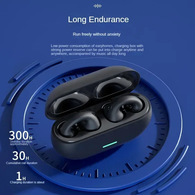 YENI Bluetooth 5.3 Kablosuz Kemik İletimli Kulaklık T75 Klip Kulak Müzik Gürültü Önleyici Kulaklık HD Çağrı Spor Oyun Kulaklık