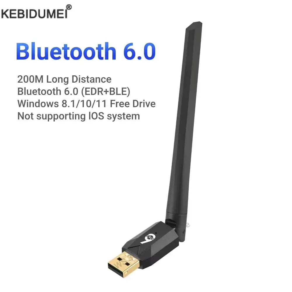 KEBIDUMEI USB Bluetooth 6.0 Adapter BT6.0 BT5.4 USB Dongle PC Laptop Wireless Receiver Transmitter Driver Free for Win 11/10/8.1 by InterCyprus Trading Ltd