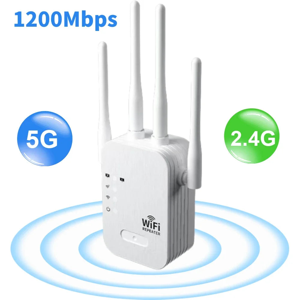 EWIND Router 1200Mbps Repeater &ndash; Dual Band Long Range 1200Mbps 4 antenna / US Plug
