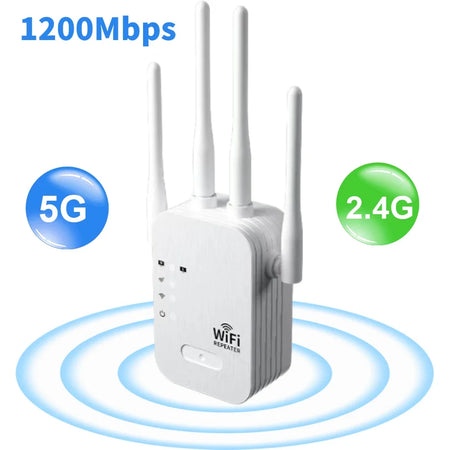 EWIND Router 1200Mbps Repeater &ndash; Dual Band Long Range 1200Mbps 4 antenna / US Plug
