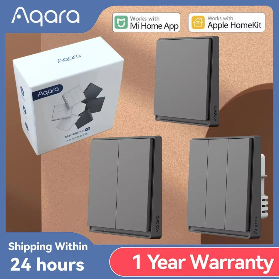 Aqara inteligentný nástenný vypínač E1 ZigBee 3.0 bez neutrálu pre aplikáciu HomeKit