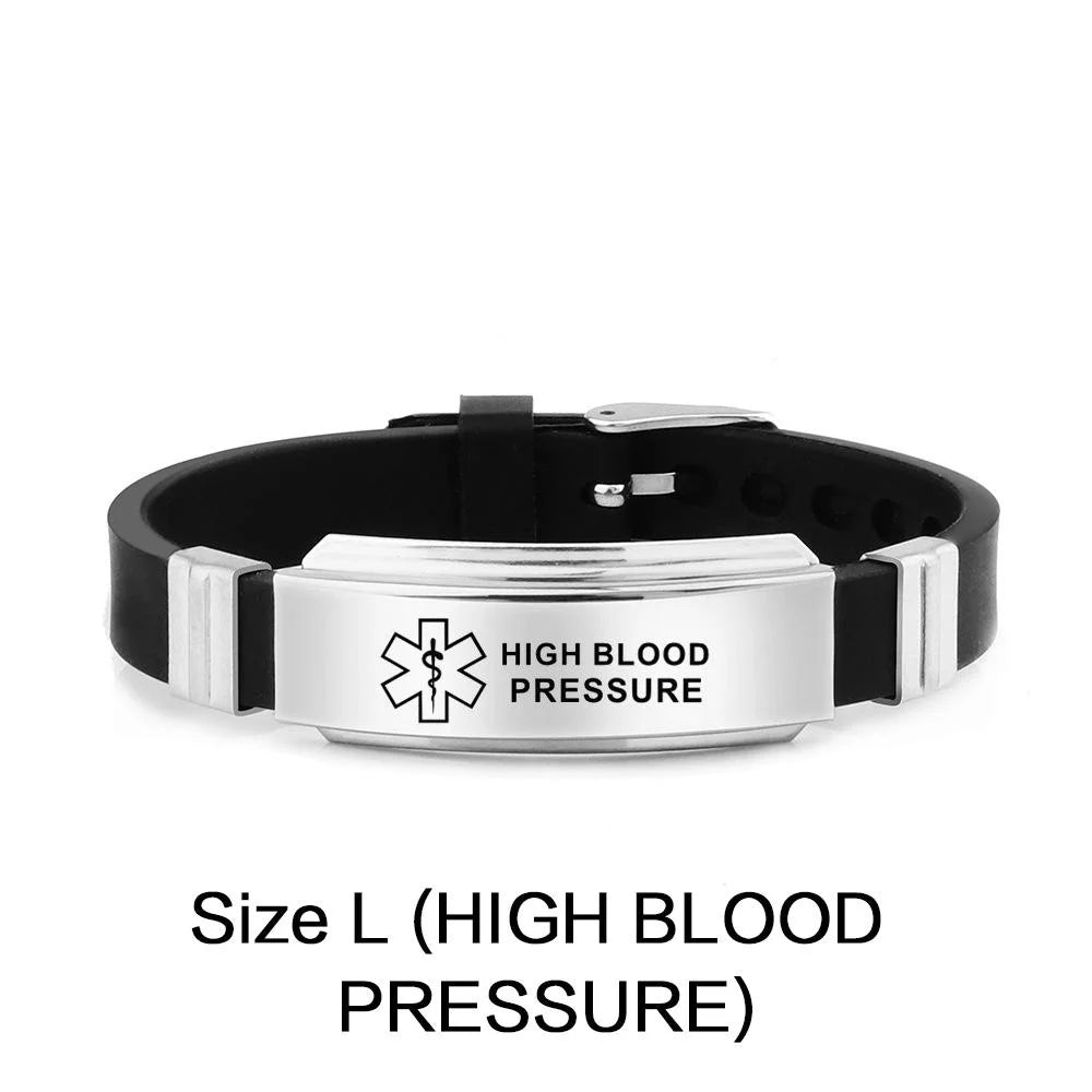 Stainless Steel Medical Alert Bracelet - 15 Styles HIGH BLOOD PRESSURE