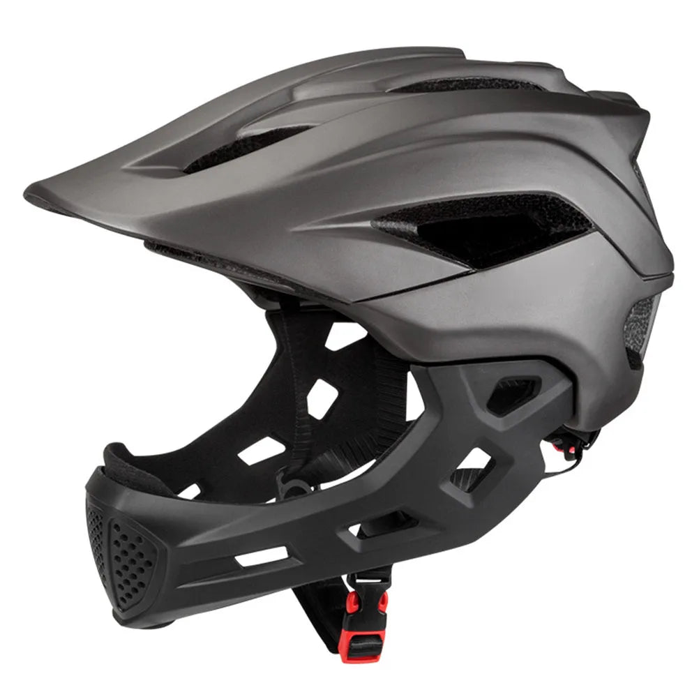 2 In 1 Kids Full Face Helmet BMX &ndash; Detachable Chin Guard Dark Grey