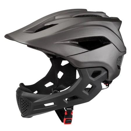 2 In 1 Kids Full Face Helmet BMX &ndash; Detachable Chin Guard Dark Grey