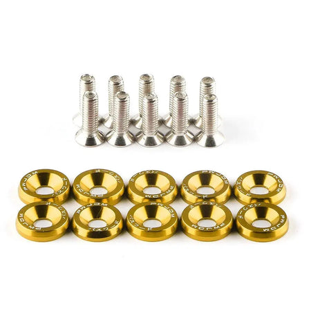 10Pcs/Set M6 * 20mm JDM Bumper Fender Washer Kit Engine Bay Dress Up Bolts Fasteners Aluminum Concave Hex Screws by InterCyprus Trading Ltd