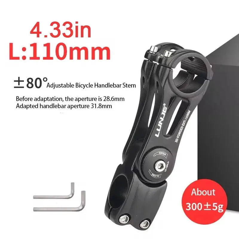 Adjustable Bicycle Handlebar Stem 90/110/130/145MM Road Mountain Bike Stem -80° 80° MTB Power Adjustment 31.8mm Bike Table by InterCyprus Trading Ltd